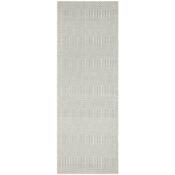 Sloan Modern Duo-Tone Geometric Diamond Hand-Woven Soft-Touch Durable Textured Wool & Cotton Blend Flatweave Silver Grey/Cream Runner-Asiatic Carpets-Rug Love - The Most Loved Rug Store